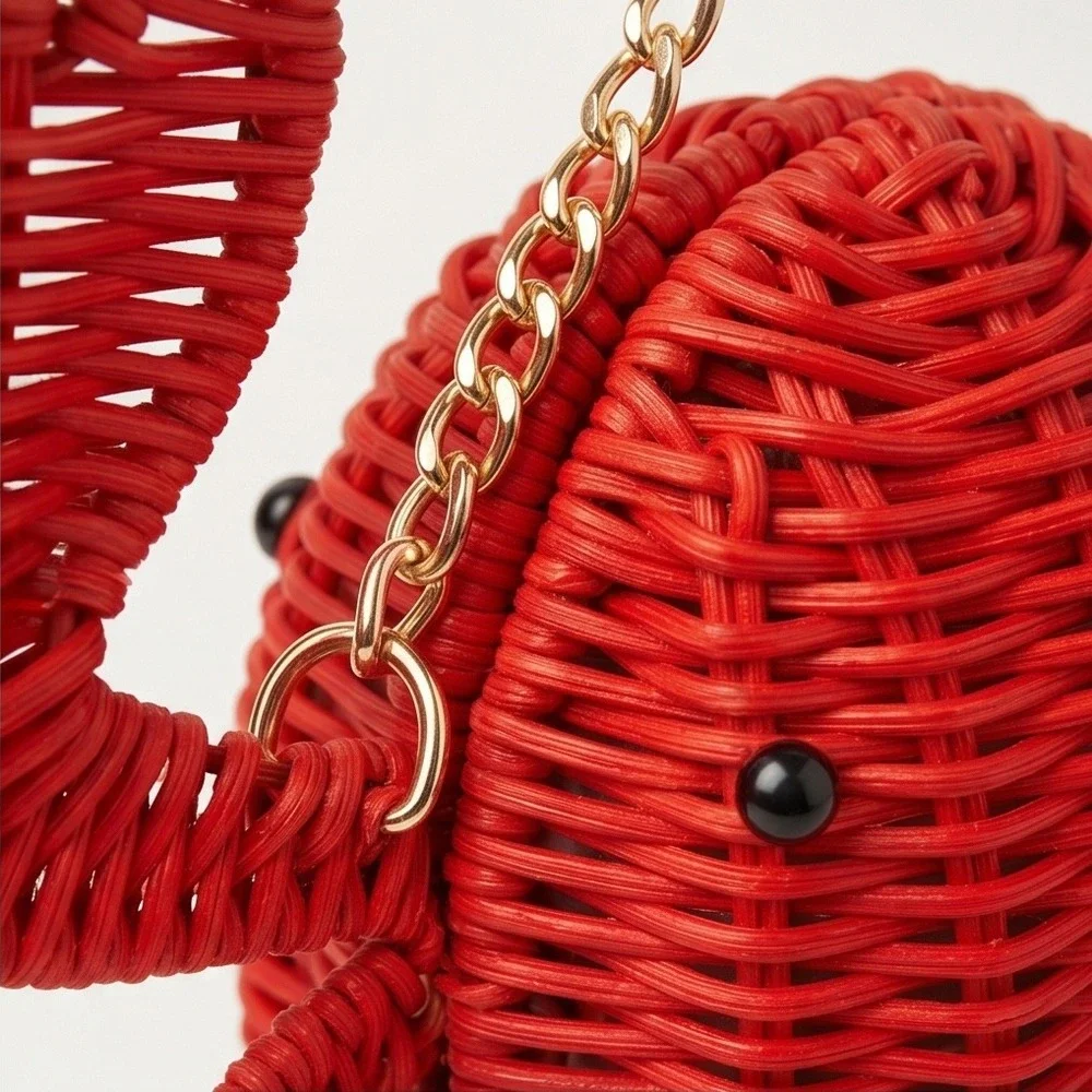 Tommy Bahama Red Wicker Lobster Crossbody Bag Novelty Nautical Purse NEW